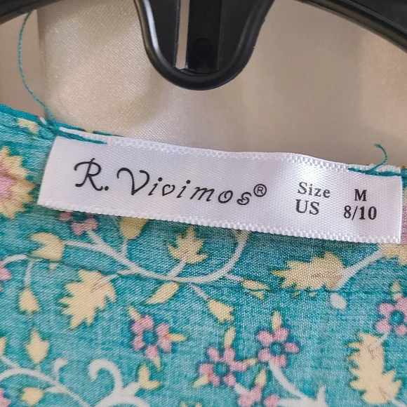 R. Vivimos Teal and Orange Maxi Dress Size Medium - Picture 2 of 3